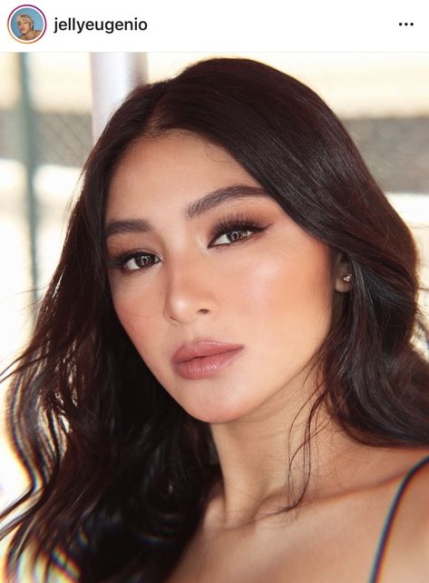 Neutral Glam Makeup Asian, Nadine Lustre Make Up Look, Asian Eyes Wedding Makeup, Glam Makeup Filipino, Soft Glam Korean Makeup Look, Jelly Eugenio Makeup, Makeup Looks Asian Glam, Prom Makeup Asian Eyes, Bridal Makeup Asian Eyes