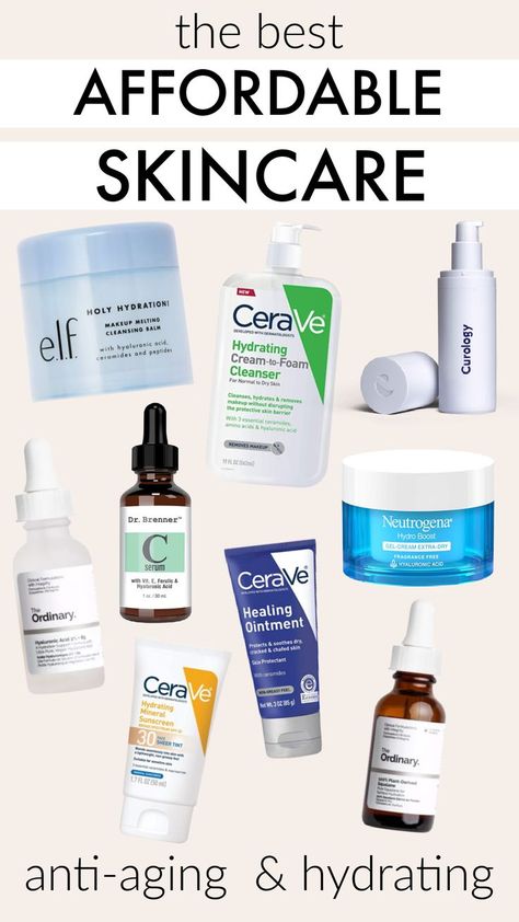 The best affordable skincare - anti-aging and hydrating skincare over 35 40 Plus Skin Care Routine, Best Products For Face Skincare, Easy Face Care Routine, Best Drugstore Anti Aging Products, Best Over The Counter Skin Care Products, Best Skincare Routine Late 30s, Dry Skin Care Routine Anti Aging, Skin Care For 30 Year Olds Anti Aging, Affordable Face Routine