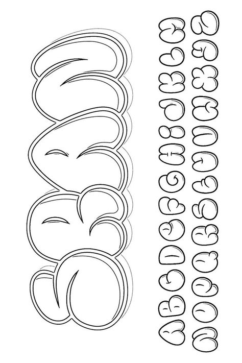 Graffiti Bubble Letters, Letters Graffiti, Alphabet Graffiti, Graffiti Fonts, Alfabet Font, Letter Fonts, Bubble Letter Fonts, Graffiti Art Letters, ليلو وستيتش