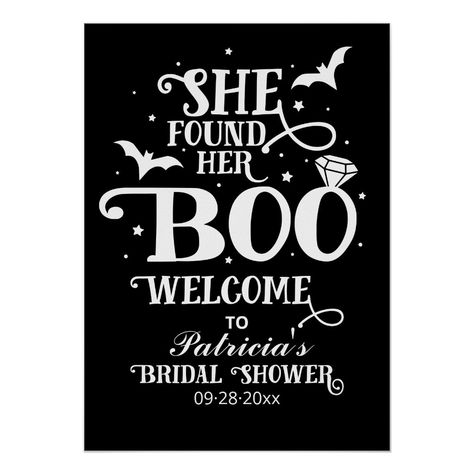 She Found Her Boo Bridal Shower Welcome Sign Gothic Wedding Shower Ideas, Horror Bridal Shower Ideas, She Found Her Boo Bridal, Witchy Bridal Shower Ideas, Gothic Bridal Shower Ideas, Halloween Bridal Shower Ideas, She Found Her Boo, Bachelorette Vibes, Witchy Wedding