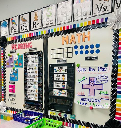 Focus Wall is ready for the new year! 🤩 I try to update my focus wall every week depending on when our skills change! ✨ do you have a… | Instagram Kindergarten Classroom Corners, Subject Bulletin Boards Focus Walls, Math Wall Elementary, Reading Focus Wall Kindergarten, Kindergarten Math Wall Bulletin Boards, Kindergarten Bulletin Boards Focus Walls, Kindergarten Focus Board, Reading Focus Wall 1st Grade, Focus Wall Classroom Third Grade