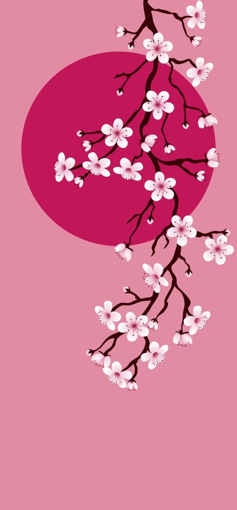 Japanese Cherry Blossom Illustration, Japanese Flowers Painting, Cherry Blossom Painting Wallpaper, Cherry Blossom Astethic Wallpaper, Cherry Blossom Japanese Art, Japanese Flowers Drawing Cherry Blossoms, Japanese Background Drawing, Sakura Flower Wallpaper Anime Art, Sakura Anime Cherry Blossoms