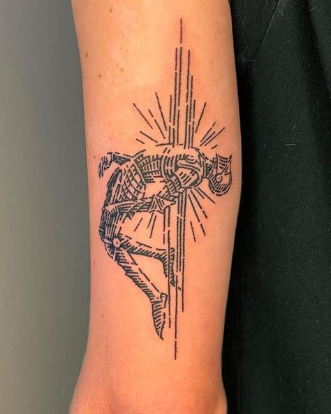 10 Of Swords Tattoo, Midevil Woodcut Tattoos, Medieval Forearm Tattoo, Wood Carving Tattoo Style, Woodcut Dragon Tattoo, Woodblock Tattoo Style, Book Of Kells Tattoo, Chivalry Tattoo, Tattoos For Designers