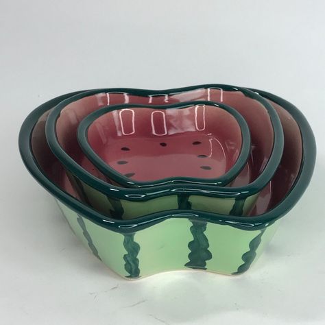 Vintage Watermelon Nesting Bowls Stoneware Ceramic Set/3 Large, Medium, Small Nesting Bowls Ceramic, Vintage Watermelon, Bowls Ceramic, Nesting Bowls, Ceramic Set, Stoneware Ceramics, Online Stores, Ceramic Bowls, Different Types