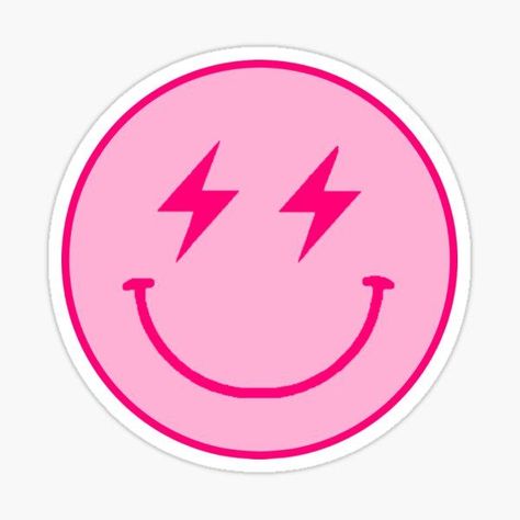 Preppy Widgets, Pink Lightning Bolt, Preppy Wall Collage, Smiley Face Sticker, Preppy Posters, Pink Lightning, Preppy Wallpapers, Pink Smiley, Preppy Stickers