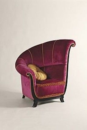 Art Deco Chair.  These usually come in pairs.  Coco Chanel had a right and left in Pink in her dressing room.  I am constantly searching for these! Art Nouveau Interior, Art Deco Chair, Deco Chairs, Interior Vintage, Red Chair, Versace Home, Funky Furniture, Art Deco Furniture, Deco Furniture