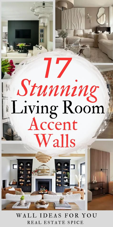 17 LIVING ROOM ACCENT WALL IDEAS THAT WOW One Wall Design Living Room, Home Town Hgtv Pictures Living Room, Adjacent Wall Decor, 2 Story Great Room Ideas Wall, Stunning Homes Interiors, Decorative Wall Panels Living Room, Wall Art Behind Accent Chairs, Living Room Accent Wall Vaulted Ceiling, Trim Accent Wall Ideas Living Room