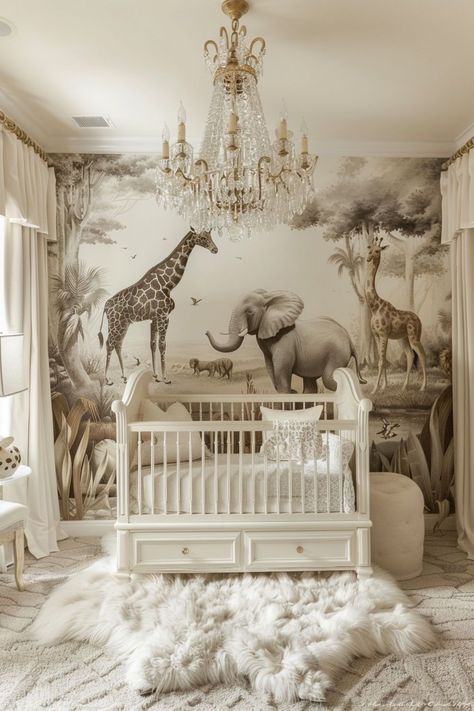 Embark on a DIY decorating adventure with safari nursery ideas designed for both boys and girls. From cute jungle animals to neutral color schemes, these mural-inspired designs make every baby's room a cozy, inviting safari escape. Baby Room Closet, Cozy Baby Room, Nursery Safari, Curtains Diy, Elegant Nursery, Baby Room Themes, Baby Boy Room Decor, Nursery Room Design, Children Bedroom