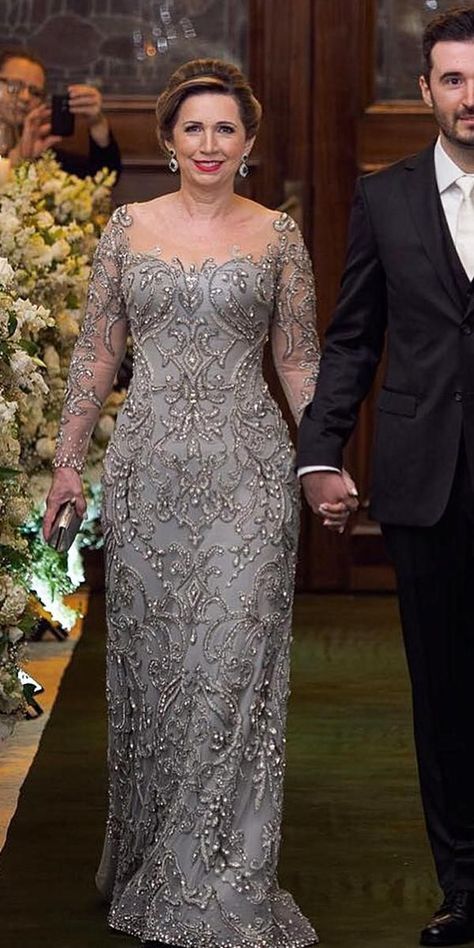 15 Excellent Mother Of The Groom Dresses ❤  mother of the groom dresses maxi length with illusion long sleeves lace paulodolce ❤ #weddingdresses Mother Of Groom Outfits, Mother Of The Groom Gowns, Mothers Gowns, Mom Wedding Dress, Mother Of The Groom Dresses, Prom Elegant, Mother Of The Bride Dresses Long, Mother Of Bride Outfits, Mother Wedding