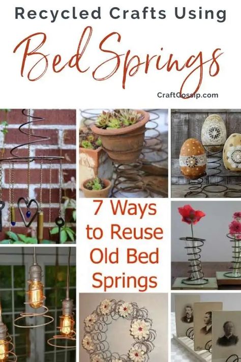 Bed Springs Ideas, Bed Springs Repurposed, Mattress Spring Crafts, Bed Spring Ideas, Rusty Bed Springs, Old Bed Springs, Bed Spring Crafts, Make Wind Chimes, Bed Spring