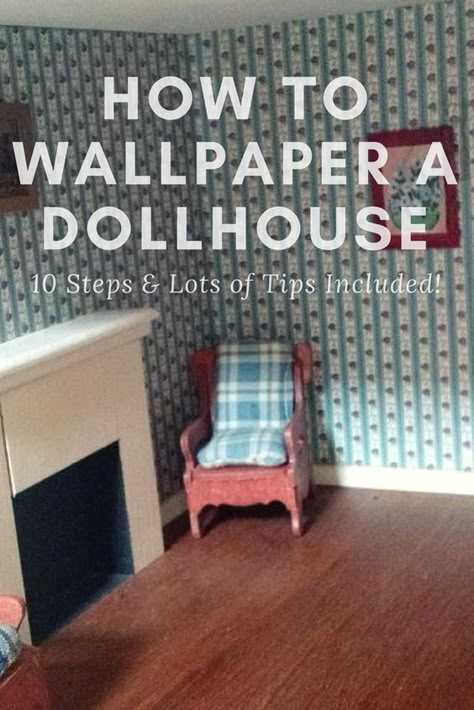 Doll House Ideas Interiors, Dollhouse Plans Free, 1 12 Scale Miniatures Diy, Dollhouse Exterior Ideas, Dollhouse Interior Ideas, Wallpaper Dollhouse, How To Wallpaper, French Doll House, Dollhouse Makeover