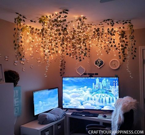 Fairy Lights Bedroom, Redecorate Bedroom, Cozy Room Decor, Dreamy Room, Light Ceiling, Room Design Bedroom, Dream Room Inspiration, Cute Room Decor, The Ceiling