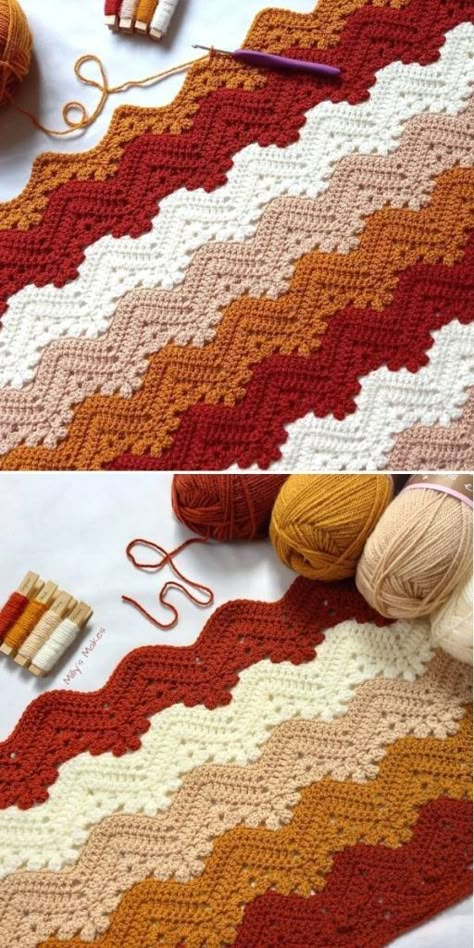 Motifs Afghans, Kid Blanket, Gorgeous Crochet, Crocheted Afghans, Crochet Afghan Patterns Free, Fall Crochet Patterns, Blanket Design, Crocheted Blanket, Fall Crochet