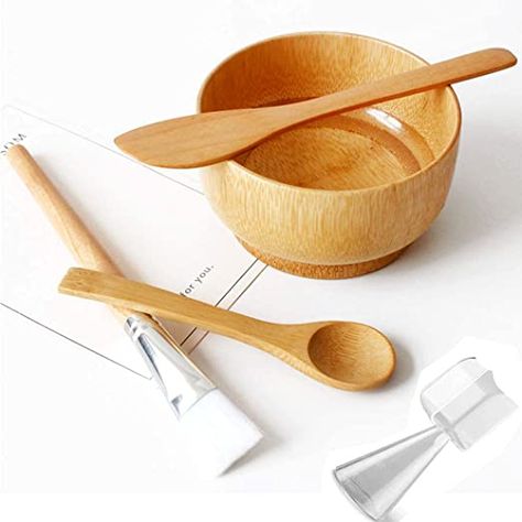 Amazon.com: DIY Face Mask Mixing Bowl Set, 5 in 1 Bamboo Facial Mask Tool kits - Mask Bowl,Spatula,Brush,Spoon,measuring cup (Yellow): Beauty Diy Clay Mask, Mask Applicator, Skin Studio, Mask Bowl, Face Mask Brush, Diy Tableware, Mask Brush, Silicone Makeup, Diy Facial