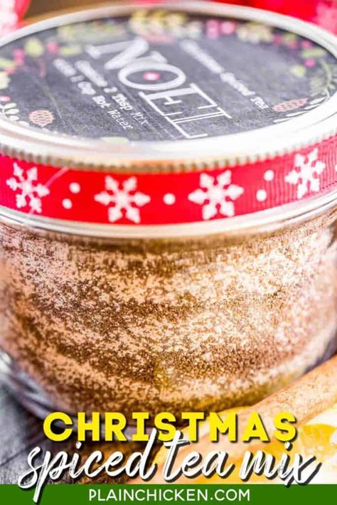 Dry Tea Mixes, Christmas Spiced Tea Recipe, Christmas Tea Mix Recipe, Spice Tea Mix Recipe, Instant Spiced Tea With Tang, Chai Tea Mix In A Jar, Christmas Spiced Tea, Russian Spiced Tea Recipe, Spiced Tea With Tang Recipe