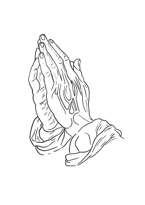 Praying Hands Design, Praying Hands Tattoo Stencil, Tattoo Stencils Outline Design, Prayer Hands Tattoo, Praying Hands Drawing, Pray Tattoo, Praying Hands Tattoo Design, Traditional Tattoo Black And White, Dragon Tattoo Drawing