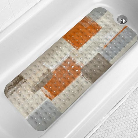 LNOND Orange Bathtub Mat Non Slip, 40 X 16 Inch Tub Mat for Bathroom, Abstract Art Bath Tub Shower Mat with Drain Holes and Suction Cups Large Bathtub, Bathtub Mats, Clean Bathtub, Tub Mat, Bathtub Mat, Tub Shower, Shower Mat, Bathtub Accessories, Bathtub Shower