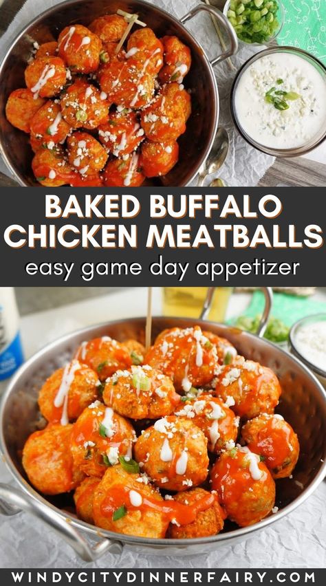 Fried Buffalo Wings, Buffalo Meatballs, Buffalo Recipe, Low Calorie Chicken, Buffalo Chicken Meatballs, Baked Buffalo Chicken, Chicken Meatball Recipes, Appetizer Meatballs, Hot Appetizers