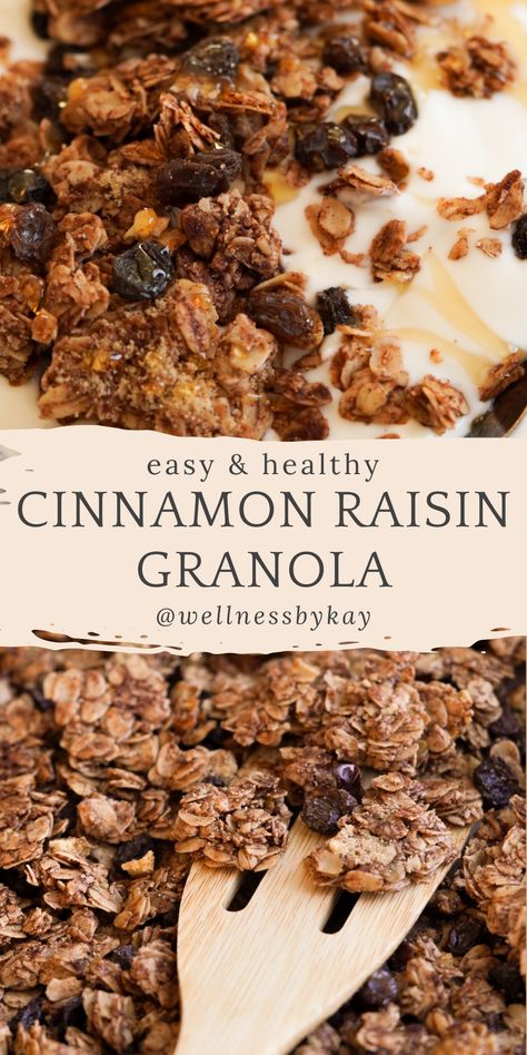 Healthy Raisin Recipes, Cinnamon Raisin Granola, Granola Clusters Recipe, Cinnamon Granola Recipe, Raisin Granola, Oat Clusters, Crispy Granola, Oatmeal Raisin Cookie, Homemade Granola Healthy