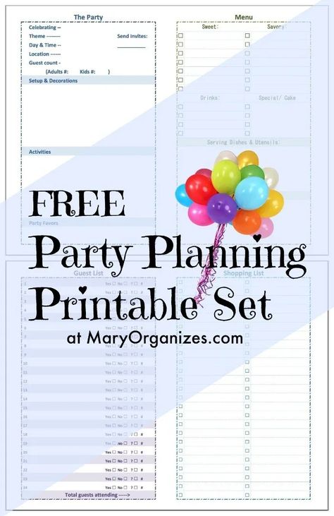 Party Planning [Printable] Set ... Party Planning List, Party Planning Printable, Event Planning Checklist Templates, Kids Party Planning, Wedding Checklist Printable, Event Planning Printables, Party Planning Business, Planning List, Party Planning Checklist