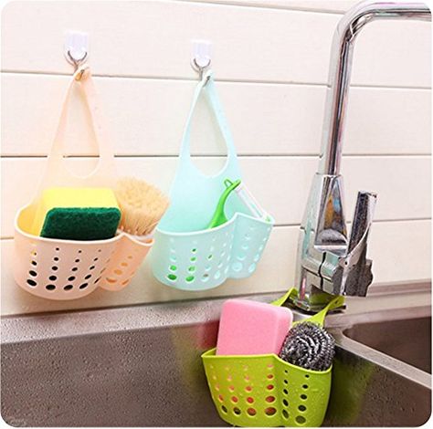 Schoolsupply Storage Drain Bag  Water debris racks  kitchen sink drain basket ** This is an Amazon Affiliate link. You can find out more details at the link of the image. Toples Kaca, Sink Sponge Holder, Kitchen Sponge Holder, Kitchen Shelving, Sikat Gigi, Creative Kitchen, Rack Kitchen, Kitchen Sponge, Kitchen Soap