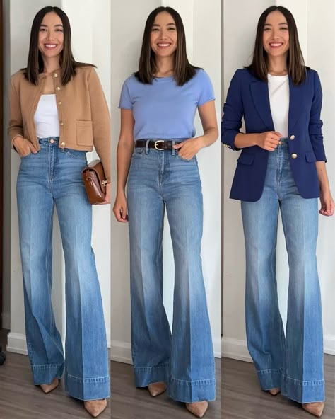 Business Casual Florida Work Outfits, Wide Leg Jeans Outfit, Most Comfortable Jeans, Looks Jeans, Mom Outfit, 2024 Style, Elegante Casual, Casual Work Outfits, Work Outfits Women