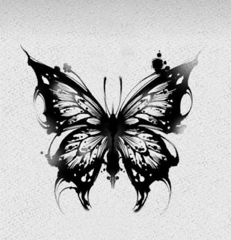 Dark Butterflies Tattoo, Masculin Butterfly Tattoo, Neck Tattoo Butterfly Men, Black Butterfly Neck Tattoo, Butterfly Black And White Tattoo, Black Butterfly Tattoo Design, Butterfly Neck Tattoo Men, Scary Butterfly Tattoo, Black Ink Butterfly Tattoo