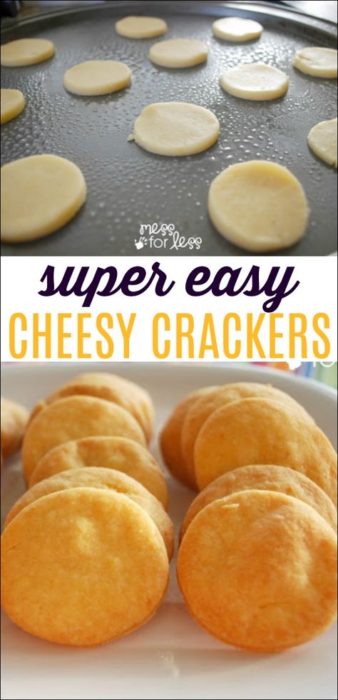 Cheese Cracker Recipe: Just a few ingredients make these yummy cheesy crackers which your kids will like better than store bought. #crackers #recipe Easy Cheese Crackers, Cheese Cracker Recipe, Homemade Crackers Recipe, Homemade Cheese Crackers, Cooking With Toddlers, Cheesy Crackers, Cracker Recipe, Easy Snacks For Kids, Crackers Recipe