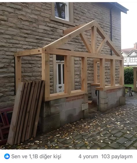 Lean To Oak Porch, Clad Porch, Mono Pitch Roof, Porch Flat Roof, Timber Porch, Oak Porches, Porch Oak, How To Build A Porch, Porch Extension