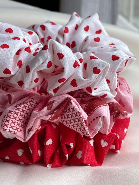 Excited to share the latest addition to my #etsy shop: Valentine’s day scrunchies gift set | Galentines day hair ties | heart scrunchie bundle | Galentines day gift to girlfriend | love scrunchie #red #valentinesday #pink #preppy #redaccessories #redscrunchies #lovescrunchies #favors #valentinesdayparty Galentines Party Ideas Girls Night Gifts, Gift To Girlfriend, Cotton Scrunchies, White Scrunchie, Valentine Gift Baskets, To Girlfriend, Bridal Jewellery Inspiration, Galentines Party, Sewing Easy Diy