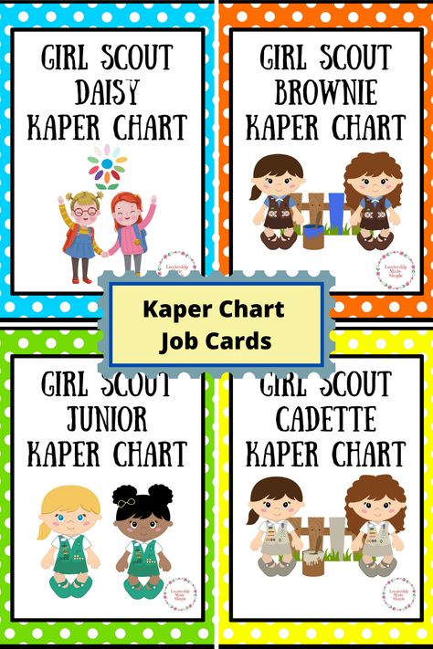 Girl Scout Kaper Chart Cards for All Levels Cadette Kaper Chart, Brownie Kaper Chart Printable, Brownie Kaper Chart Ideas Poster Boards, Caper Charts Girl Scout, Girl Scout Kaper Chart Ideas Brownies, Kaper Chart Multilevel, Brownie Kaper Charts, Daisy Kaper Charts, Kaper Chart Daisies