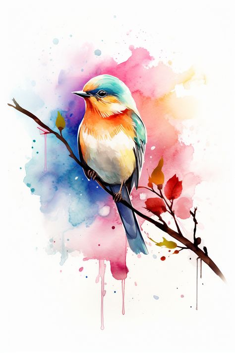 Abstract And Realistic Art, Bird Painting Watercolor, Birds Watercolor Paintings, Watercolor Art Birds, Cute Animals Painting, World Art Painting, Watercolor Birds Paintings, Nature Watercolor Paintings, Nature Drawing Painting