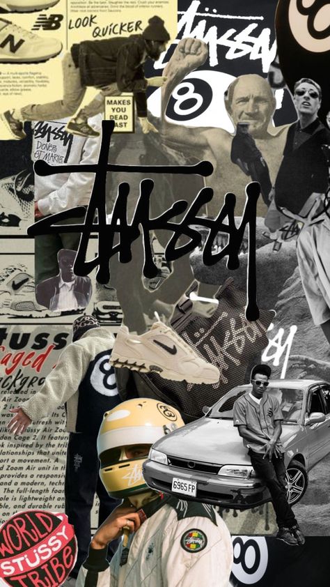 Cool Wallpaper Iphone Vintage, Stussy Wallpaper, Streetwear Wallpaper, Stussy Vintage, Just Do It Wallpapers, Cracked Wallpaper, Album Cover Wallpaper Collage, Iphone Wallpaper For Guys, Iphone Dynamic Wallpaper