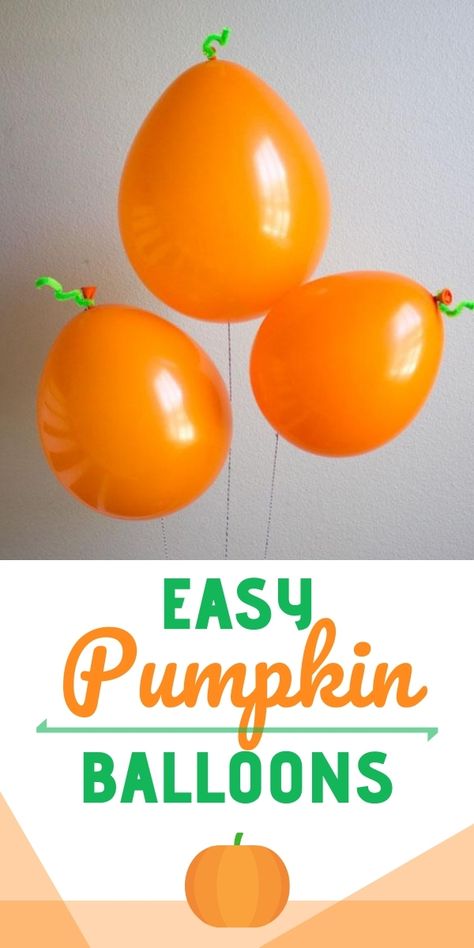 Make these easy pumpkin balloons for fall parties or Halloween! Pumpkin Balloon Centerpiece, Pumpkin Balloon Arch, Pumpkin Balloons, Fall Party Decor, Fourth Of July Crafts, Fall Party Themes, Pumpkin Halloween Costume, Fall Parties, Kids Fall Crafts