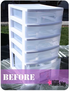 Diy Office Storage, Makeup Bedroom, Office Storage Organization, Diy Spray Paint, Diy Sprays, Diy Office, Diy Money, Plastic Drawers, Dog Furniture