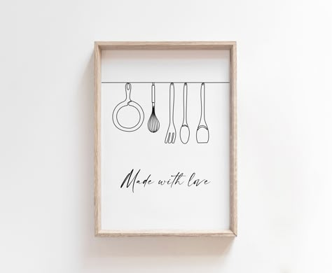 Kitchen Frames Ideas Wall Art, Kitchen Pictures Decor Wall Art, Kitchen Painting Art, Kitchen Quotes Decor, Printable Kitchen Wall Art, Kitchen Wall Prints, Line Drawing Wall Art, Wall Art Dining Room, Wall Art Dining