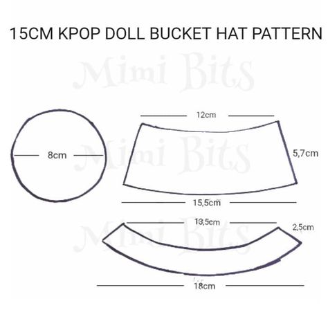 mimibitscoolcraft en Instagram: “Here it is, the sewing pattern for a bucket hat for your doll! Don't forget to watch the tutorial on my youtube channel, link is in my bio…” Bucket Hat With String, Pola Topi, Bucket Hat Outfit, Tammy Doll, Bucket Hat Pattern, Barbie Hat, Kids Bucket Hat, Homemade Dolls, Hat Tutorial