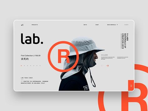 Lab. ©2019 by Nathan Bolger on Dribbble Contemporary Portfolio Design, Lab Graphic Design, Contemporary Web Design, Graphic Design Page Layout, Contemporary Website Design, Streetwear Website Design, Minimal Graphic Design Layout, Minimal Ui Design, Streetwear Design Graphics