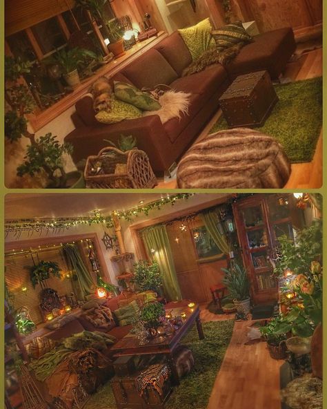 Behold my living room- before & after ✨🌿🕯Two years apart 🍃🙌🏻 #IgnoreTheMess #TooBusyPlunderingAndCreatingStuffToCleanAtm 😉 Fairytale Room, Forest Bedroom, Forest Room, Fairy Room, Fantasy Rooms, Fairy Home, Fantasy Homes, Dream Room Inspiration, Dream Rooms