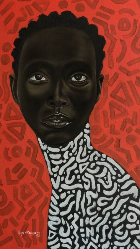 A woman's face stands stands in stark contrast with a playful patterned backdrop. Afrique Art, African Paintings, Afrocentric Art, Black Art Painting, African Artists, Afro Art, Art Pop, African American Art, Colorful Paintings