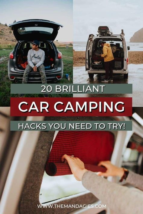 Car Camping Hacks, Zelt Camping Hacks, Camping Basics, Astuces Camping-car, Zelt Camping, Suv Camper, Auto Camping, Minivan Camping, Camping Diy