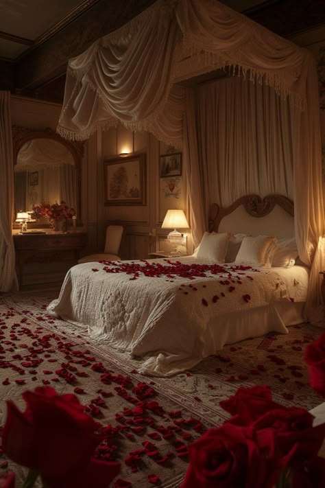 Master Bed With Curtains, Cozy Luxury Bedroom, Mirror Ideas For Bedroom, Living Room Design Beige, Romantic Bedroom Lighting Ideas, Bed Rooms Ideas For Couples, Royal Luxury Bedroom Design, Design Bedroom Aesthetic, Bedroom For Couples