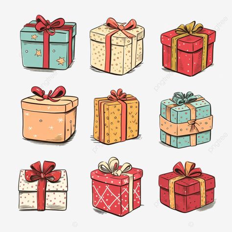 collection of doodle christmas gift boxes vector illustration gift doodle line drawing png Gift Box Art Drawing, Present Illustration Gift, Gift Giving Illustration, Christmas Gifts Illustration, Christmas Gift Box Drawing, Present Box Drawing, Present Box Illustration, Christmas Presents Drawing, Gift Box Drawing