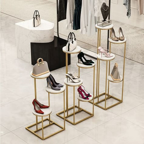 shoe display table,  bag display table, clothing shop fixture,boutique display table Round Display Table, Fashion Store Design, Shoe Store Design, Store Shelves Design, Clothing Store Displays, Retail Store Interior Design, Desain Pantry, Clothing Store Interior, Clothing Store Design