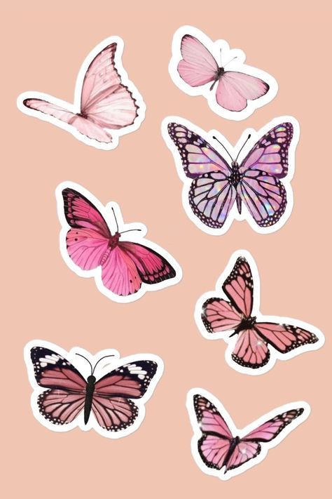 Hey guys! I run a small store on Redbubble called KyuubiArts. I sell affordable stickers. I would really love it if you could check it out sometime. Please support my small business. Aesthetic Pink Butterfly, Pink Butterfly Sticker, Sampul Binder, Phone Cover Stickers, Boarders Designs For Projects, Pink Scrapbook, Scrapbook Fonts, Printable Sticker Sheets, Printable Vintage Art