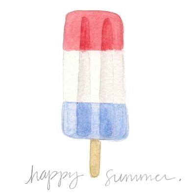 Popsicle Watercolor, July Baby Birthday, Patriotic Watercolor, July Watercolor, Memorial Day Food, Watercolor Snow, Summer Snow, Stationary Inspiration, Watercolor Portrait Painting