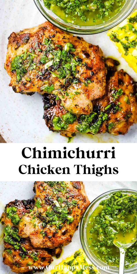 Chimichurri Chicken Thighs, Chimichurri Chicken, Summer Chicken, Grill Chicken, Weekly Dinner, Grilled Chicken Thighs, Simple Chicken, Healthy Grilling, Easy Summer Meals