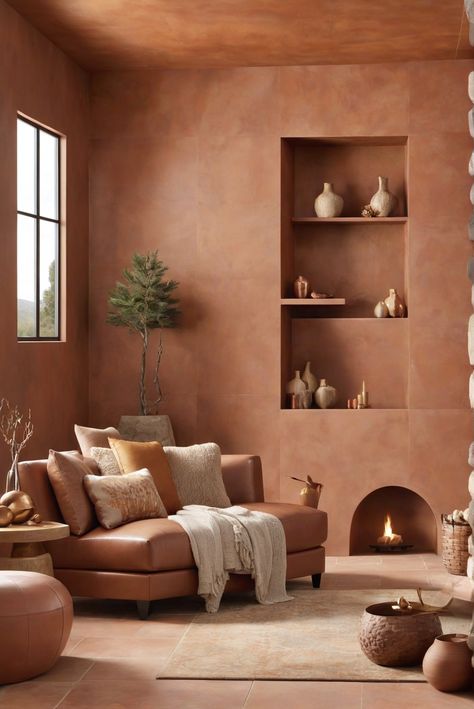 1. #CavernClay2024 
2. #WarmthandStyle 
3. #NewYear 
4. #InteriorDesign Stucco Terracotta Interior, Clay Paint Interior, Terracotta Colored Walls, Clay Paint Living Room, Textured Wall For Living Room, Clay Color Painted Walls, Terracotta Painted Fireplace, Clay Paint Wall, Clay Walls Interior