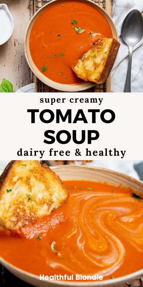 Dairy Free Tomato Soup, Creamy Tomato Soup Recipe, Vegan Tomato Soup, Bisque Soup, Tomato Soup Easy, Dairy Free Soup, Coconut Milk Soup, Tomato Soup Homemade, Tomato Soup Recipe