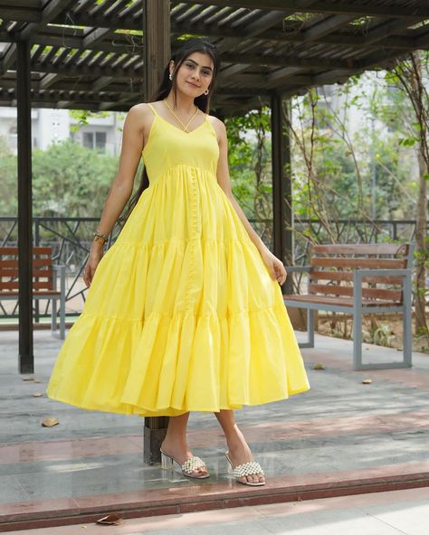 Crafted with precision and attention to detail our LIME YELLOW TIERED DRESS is both fashionable and comfortable! In frame : @dikshamohanpawar SHOP NOW🛍️ [Sundress, cotton dress for summer, maxi dress, vacation outfit ideas, holiday outfit inspo] #sajilo_official #dress #fashion #style #ootd #dresses #outfit #onlineshopping #instagood #instafashion #beauty #fashionblogger #dresses #partyweardresses #designerdresses #sale #newcollection #summerdresses #beachwear #cottondresses #shortdress... Maxi Dress Vacation, Bappa Photo, Outfit Ideas Holiday, Official Dress, Diy Earrings Materials, Holiday Outfit Inspo, Ganpati Bappa Photo, Lovely Good Morning Images, Vacation Maxi Dress